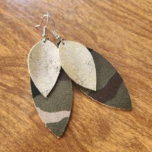 Handcrafted leather earring